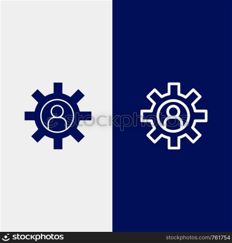 Customer Support, Employee, Service, Support Line and Glyph Solid icon Blue banner Line and Glyph Solid icon Blue banner