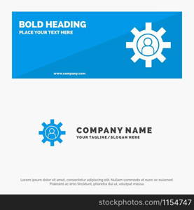 Customer Support, Employee, Service, Support SOlid Icon Website Banner and Business Logo Template