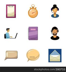 Customer support icons set. Cartoon illustration of 9 customer support vector icons for web. Customer support icons set, cartoon style