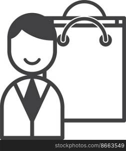 customers and shopping bags illustration in minimal style isolated on background