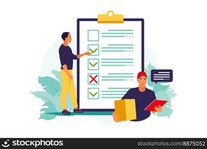 Customs clearance concept. Orders worldwide shipment service agreement. Vector illustration. Flat.