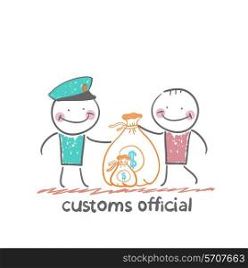 customs officer. Fun cartoon style illustration. The situation of life.