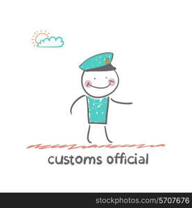 customs officer. Fun cartoon style illustration. The situation of life.