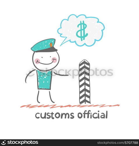 customs officer. Fun cartoon style illustration. The situation of life.