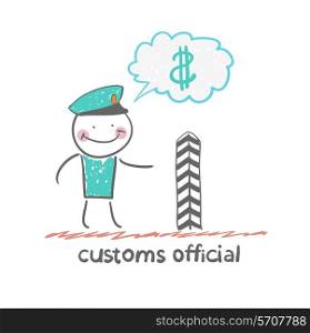 customs officer. Fun cartoon style illustration. The situation of life.