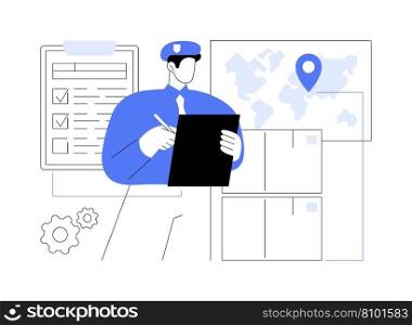 Customs permit abstract concept vector illustration. Logistics manager holds legal customs permit, export and import business, foreign trade, requirements to cross border abstract metaphor.. Customs permit abstract concept vector illustration.