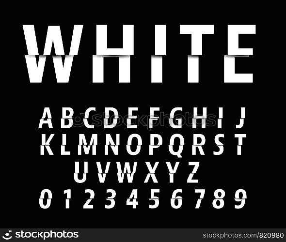 Cut alphabet font template. Letters and numbers cutting design. Vector illustration.. Cut alphabet font template. Letters and numbers cutting design