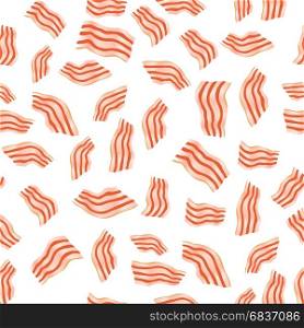 Cut Bacon Seamless Pattern Isolated on White Background. Cut Bacon Seamless Pattern