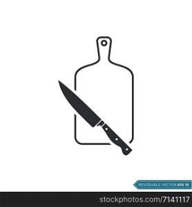Cut Board and knife Icon Vector Template Illustration Design