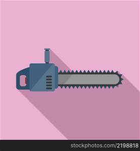 Cut electric saw icon flat vector. Chainsaw tool. Chain drill. Cut electric saw icon flat vector. Chainsaw tool