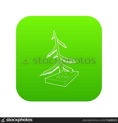 Cut fir icon green vector isolated on white background. Cut fir icon green vector