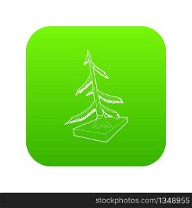 Cut fir icon green vector isolated on white background. Cut fir icon green vector