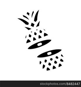 cut half a pineapple glyph icon vector. cut half a pineapple sign. isolated symbol illustration. cut half a pineapple glyph icon vector illustration
