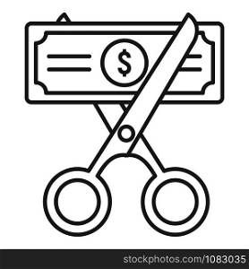 Cut money tax icon. Outline cut money tax vector icon for web design isolated on white background. Cut money tax icon, outline style