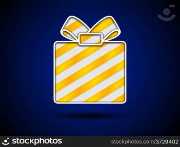 Cut out gift box card with golden ribbons