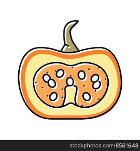 cut pumpkin color icon vector. cut pumpkin sign. isolated symbol illustration. cut pumpkin color icon vector illustration