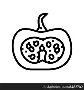 cut pumpkin line icon vector. cut pumpkin sign. isolated contour symbol black illustration. cut pumpkin line icon vector illustration