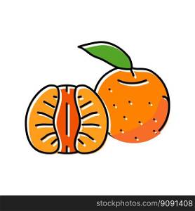 cut tangerine leaf color icon vector. cut tangerine leaf sign. isolated symbol illustration. cut tangerine leaf color icon vector illustration