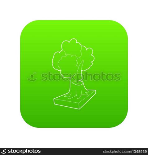 Cut tree icon green vector isolated on white background. Cut tree icon green vector