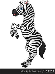 Cute a zebra cartoon standing