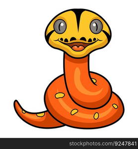 Cute albino golden child reticulated python cartoon — Stockphotos.com