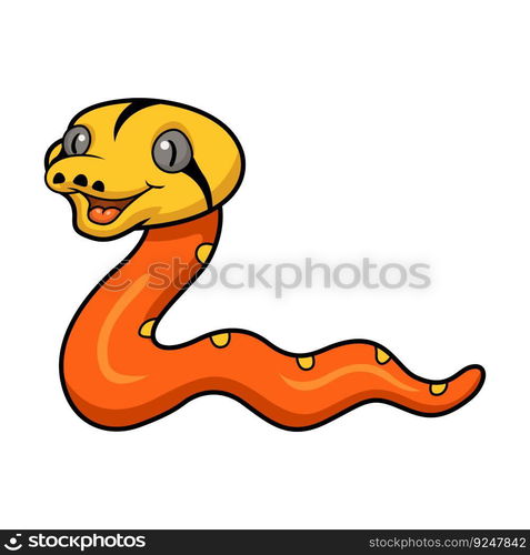 Cute albino golden child reticulated python cartoon — Stockphotos.com