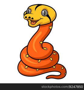 Cute albino golden child reticulated python cartoon — Stockphotos.com