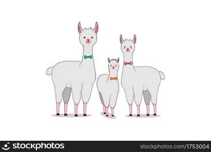 Cute alpaca family illustration