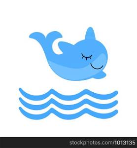 Cute and beautiful whale baby. Joyful cartoon template. Premium quality vector design element.