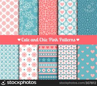 Cute and Chic Pink and blue Patterns. Endless texture for paper or scrap booking. Chic Pink and blue Patterns