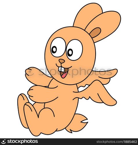 cute and funny winged rabbit doodle kawaii. doodle icon image. cartoon caharacter cute doodle draw