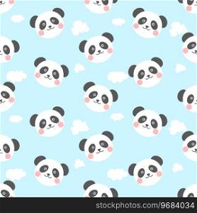 cute and kawaii panda and cloud seamless pattern