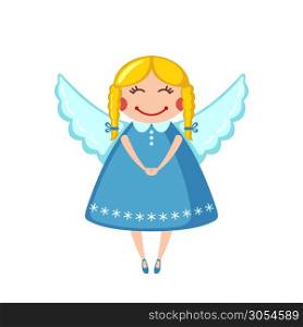 Cute angel icon in flat style isolated on white background. Vector illustration.. Cute angel icon in flat style.