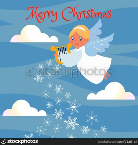 Cute angle on the sky for Christmas greeting card.