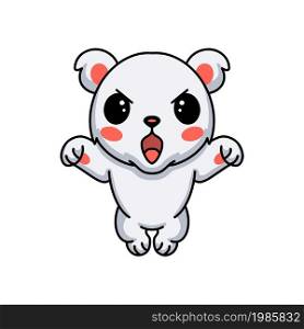 Cute angry little polar bear cartoon