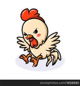 Cute angry little rooster cartoon