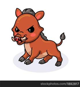 Cute angry little wild boar cartoon