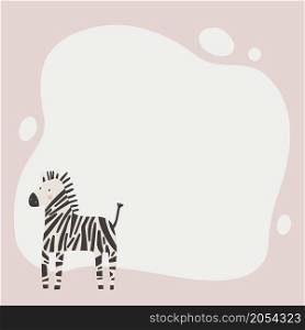 Cute animal a blot frame in simple cartoon hand-drawn style.Template for your text or photo. Ideal for cards, invitations, party, kindergarten, preschool and children. Cute animal a blot frame in simple cartoon hand-drawn style.Template for your text or photo.