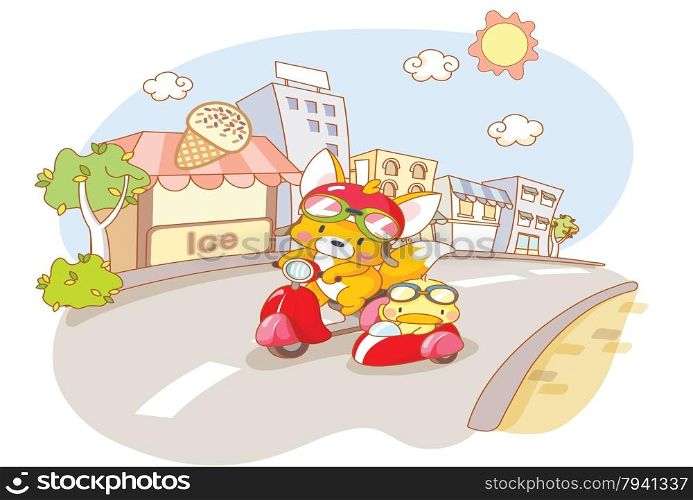cute animal were riding motorcycles