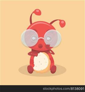 Cute ant cartoon on pastel background.. Cute ant cartoon.