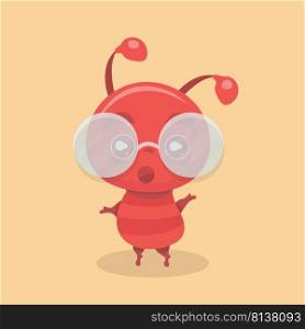 Cute ant cartoon on pastel background.. Cute ant cartoon.