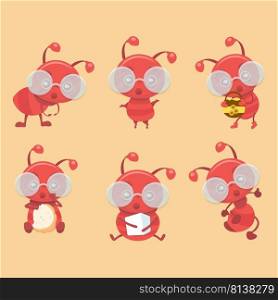 Cute ants cartoon collection set. . Cute ants cartoon collection set.