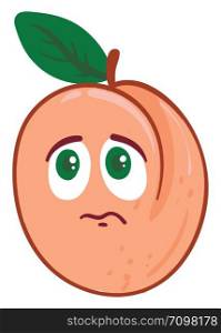 Cute apricot is unhappy, illustration, vector on white background.