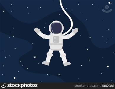 Cute astronaut cartoon floating in space - Vector illustration
