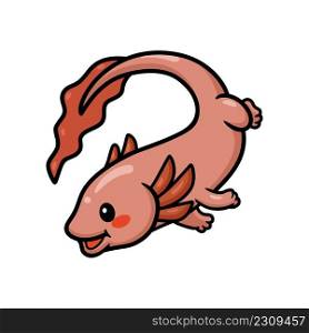 Cute axolotl cartoon swimming. Vector illustration