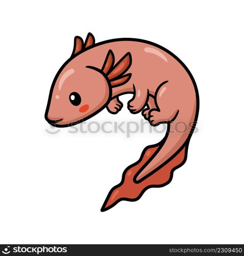 Cute axolotl cartoon vector illustration