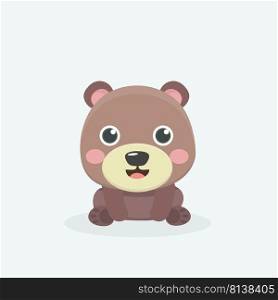Cute baby bear cartoon on pastel background. . Cute baby bear cartoon.