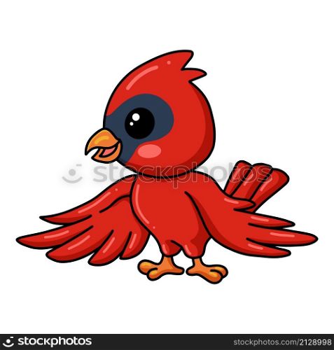Cute baby cardinal bird cartoon posing