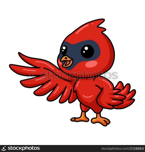 Cute baby cardinal bird cartoon presenting