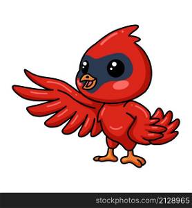Cute baby cardinal bird cartoon presenting